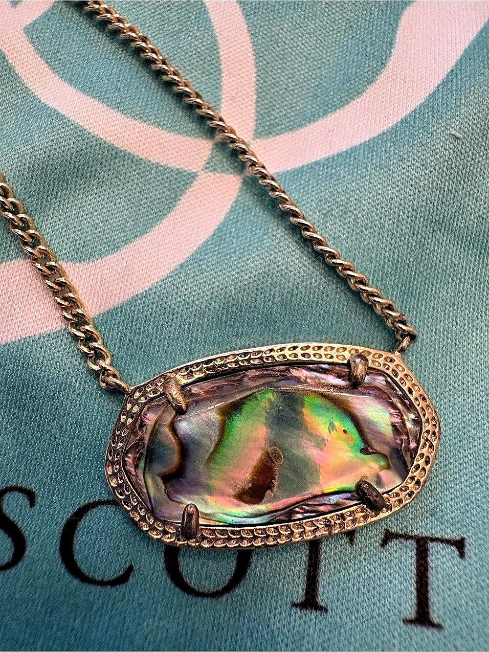 RARE Kendra Scott Gold Abalone Set Elle Earrings & Retired Dylan Necklace Lot - Picture 3 of 7
